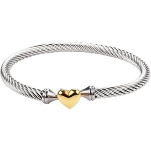 Adjustable Twist Stainless Steel Cable Wire 14K Gold Plated Love Heart Charm Bra
